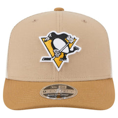 Pittsburgh Penguins New Era Two-Tone Trucker 9SEVENTY Stretch Snap Adjustable Hat - Tan/Light Brown | US 202715686