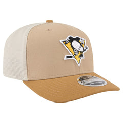 Pittsburgh Penguins New Era Two-Tone Trucker 9SEVENTY Stretch Snap Adjustable Hat - Tan/Light Brown | US 202715686