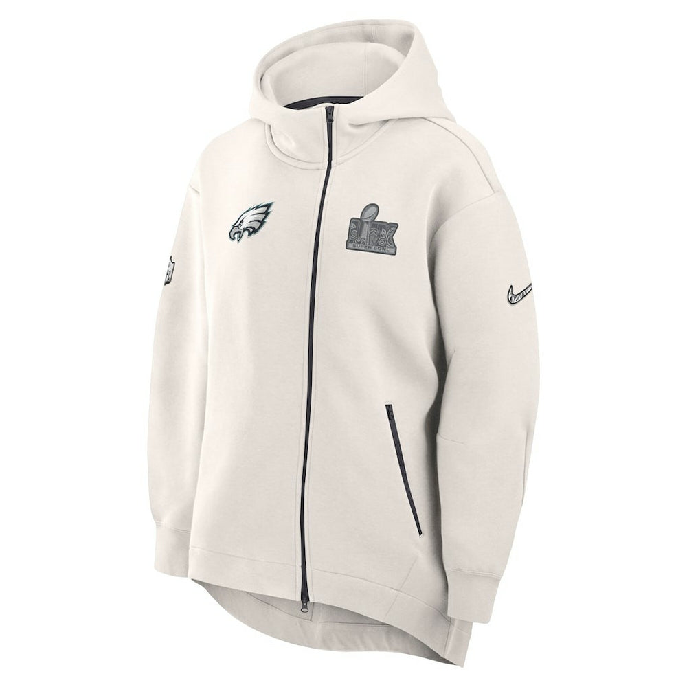 Philadelphia Eagles Women's Super Bowl LIX Opening Night Tech Fleece Full-Zip Hoodie - Cream Hoodies