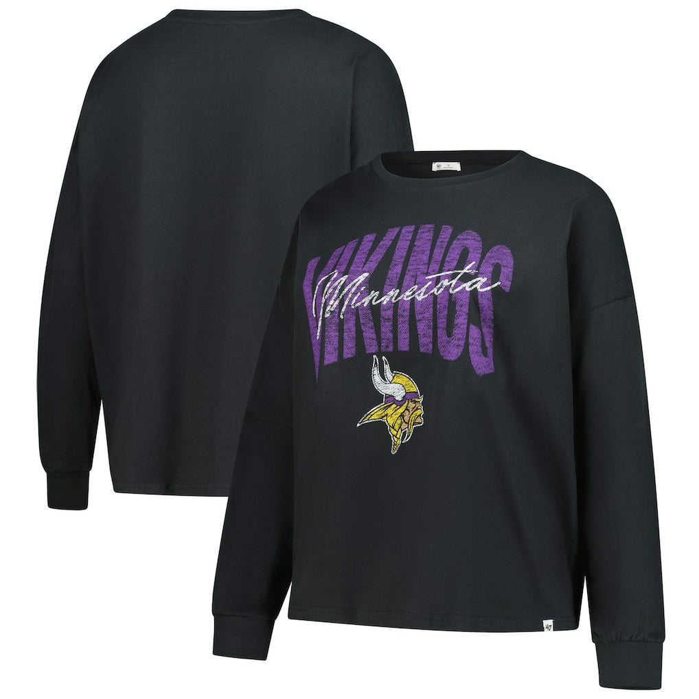 Minnesota Vikings '47 Women's Plus Size Muse Sydney Long Sleeve T-Shirt - Black T-shirts