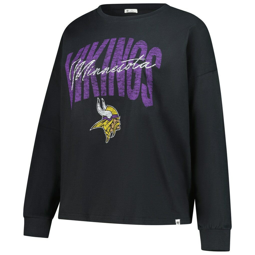 Minnesota Vikings '47 Women's Plus Size Muse Sydney Long Sleeve T-Shirt - Black T-shirts