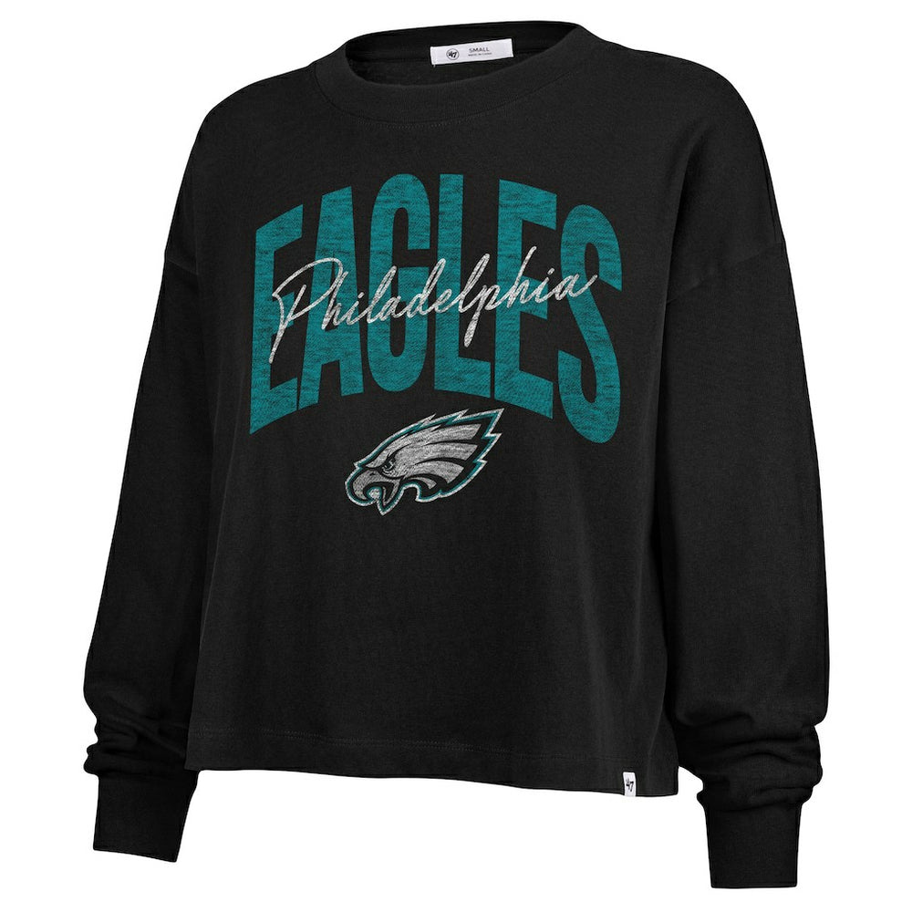 Philadelphia Eagles '47 Women's Plus Size Muse Sydney Long Sleeve T-Shirt - Black T-shirts