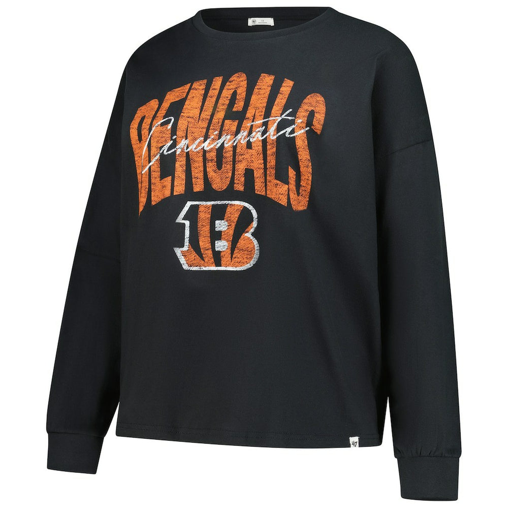 Cincinnati Bengals '47 Women's Plus Size Muse Sydney Long Sleeve T-Shirt - Black T-shirts