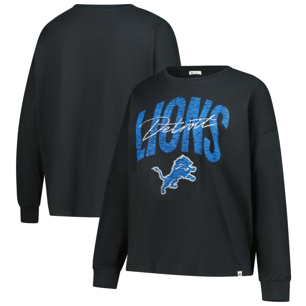 Detroit Lions '47 Women's Plus Size Muse Sydney Long Sleeve T-Shirt - Black T-shirts