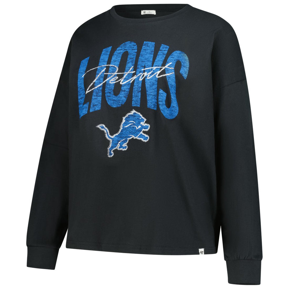 Detroit Lions '47 Women's Plus Size Muse Sydney Long Sleeve T-Shirt - Black T-shirts
