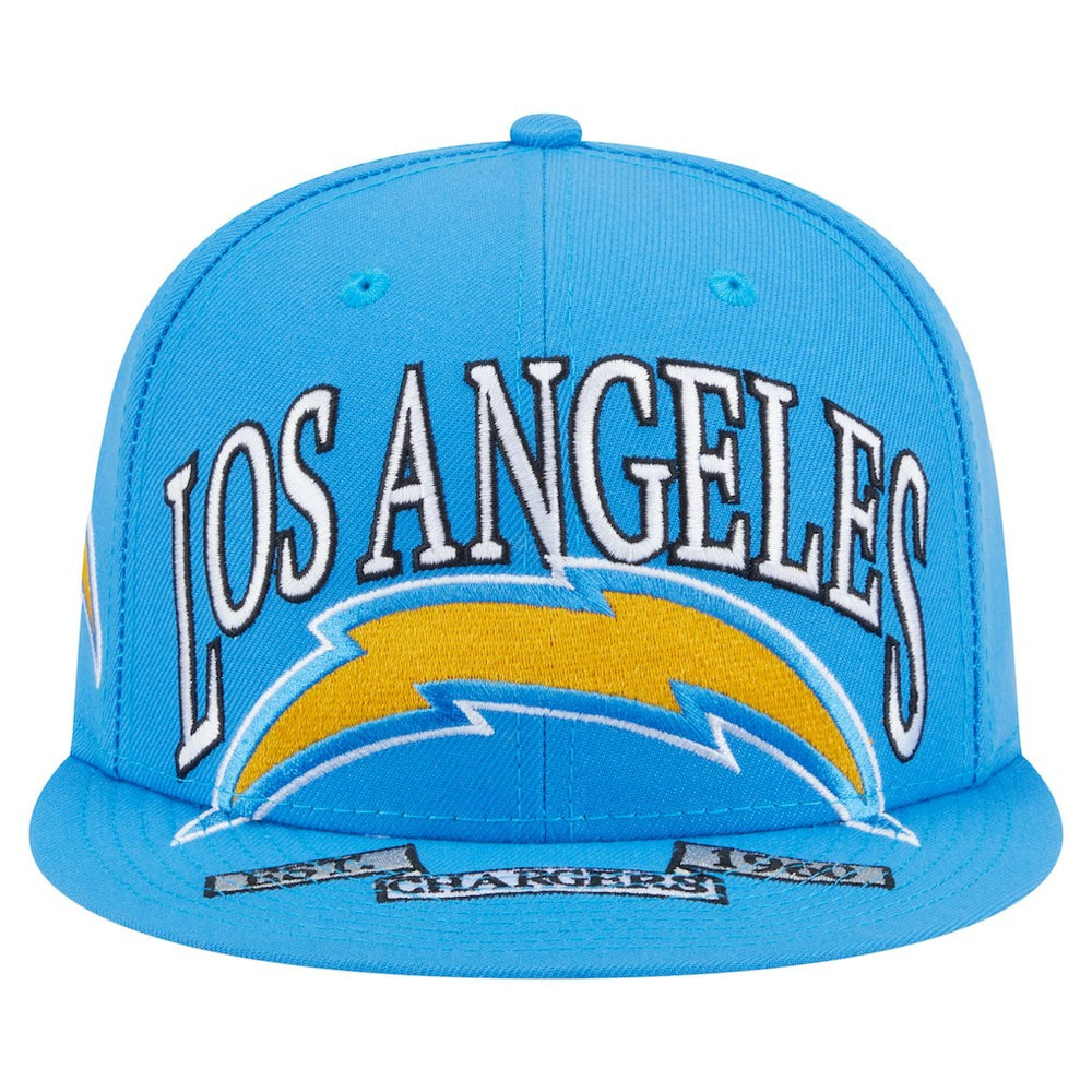 Los Angeles Chargers New Era Oversized 59FIFTY Fitted Hat - Powder Blue Hats