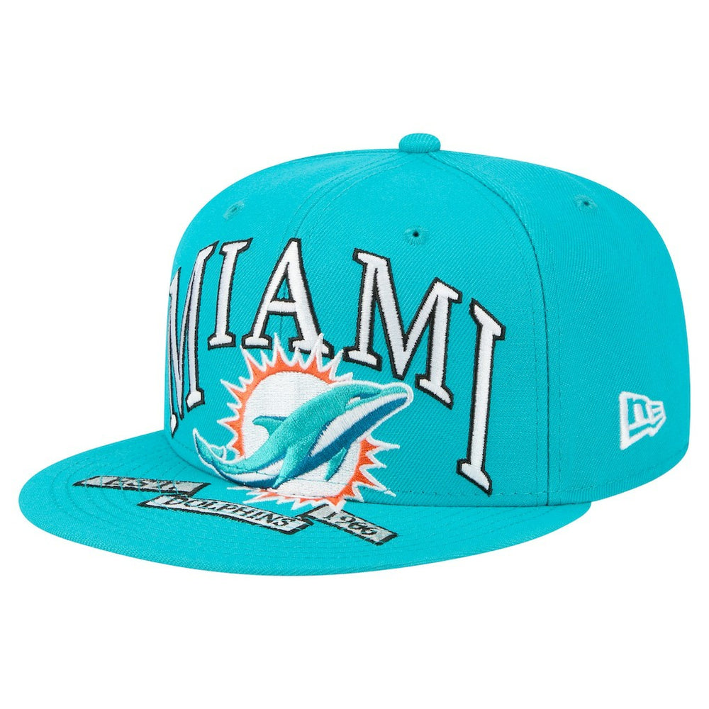 Miami Dolphins New Era Oversized 59FIFTY Fitted Hat - Aqua Hats
