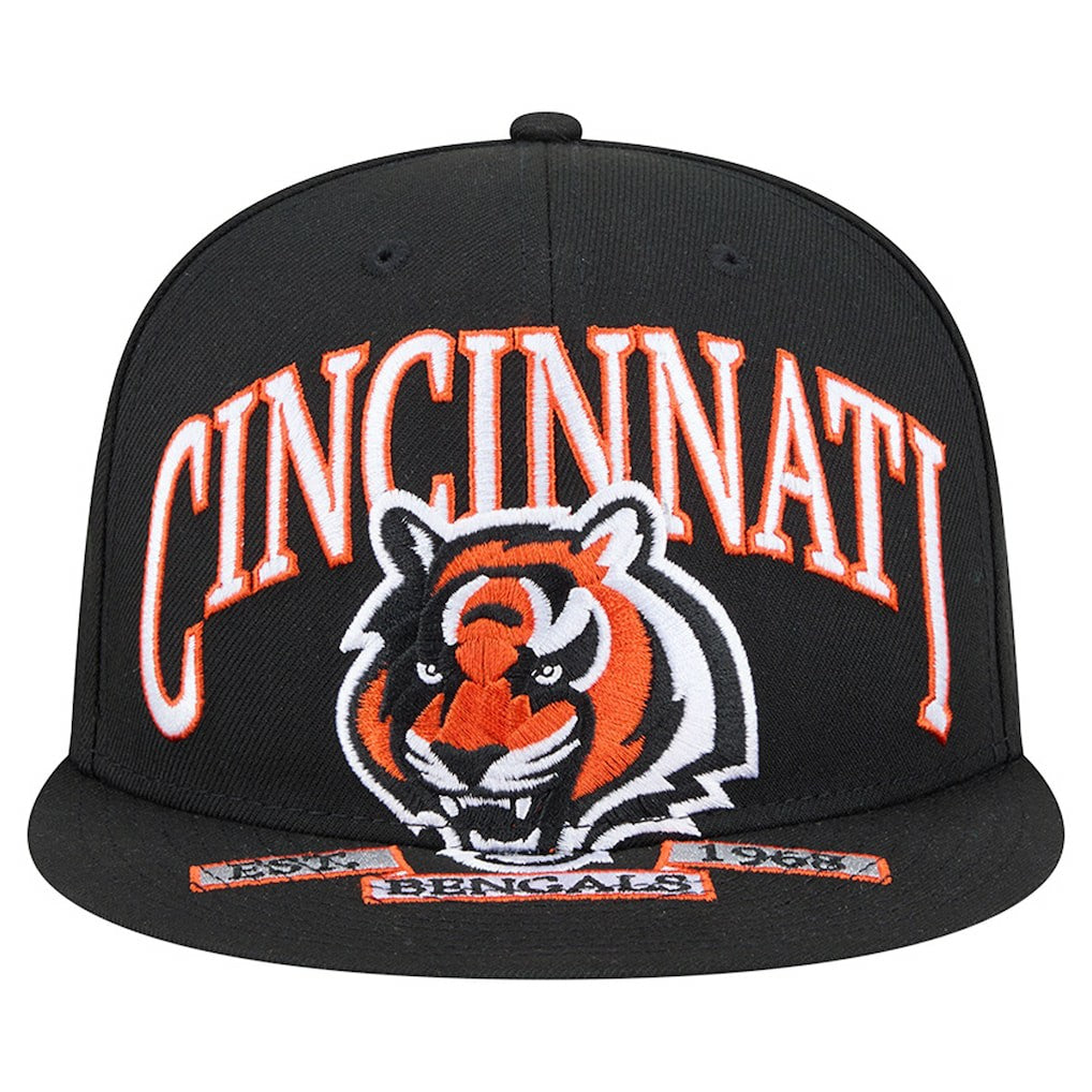 Cincinnati Bengals New Era Head Oversized 59FIFTY Fitted Hat - Black Hats