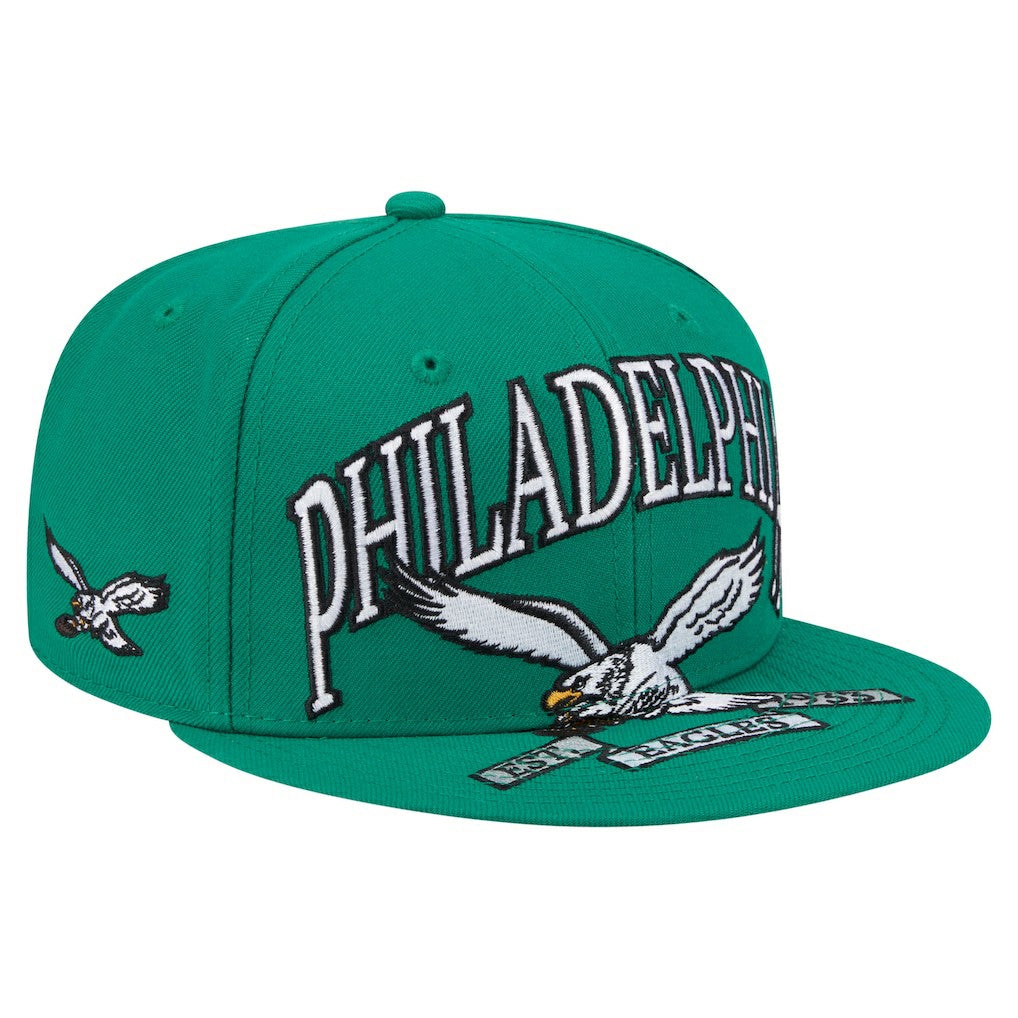 Philadelphia Eagles New Era Throwback Oversized 59FIFTY Fitted Hat - Kelly Green Hats