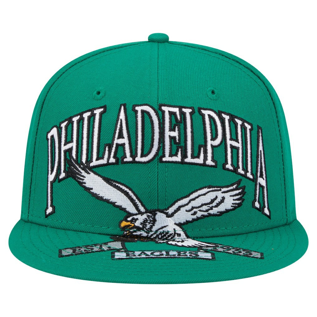 Philadelphia Eagles New Era Throwback Oversized 59FIFTY Fitted Hat - Kelly Green Hats