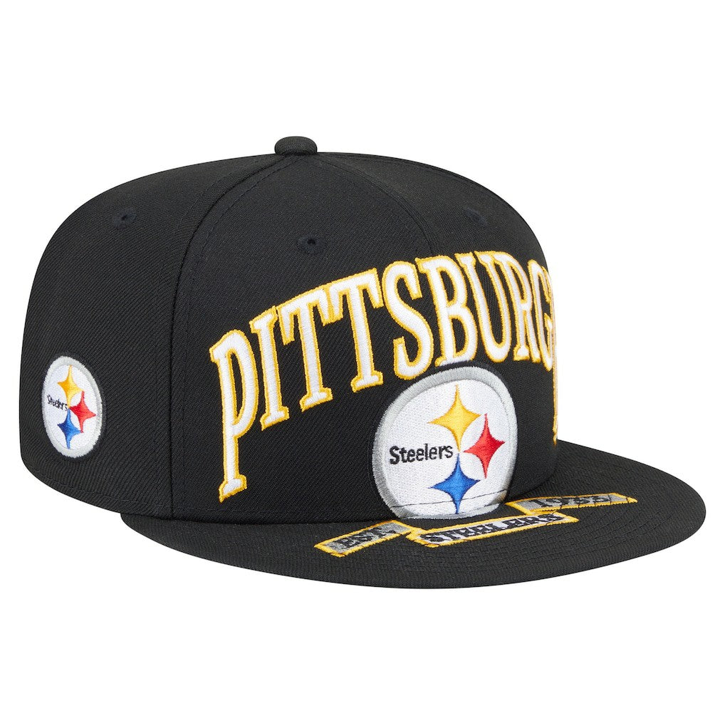 Pittsburgh Steelers New Era Oversized 59FIFTY Fitted Hat - Black Hats