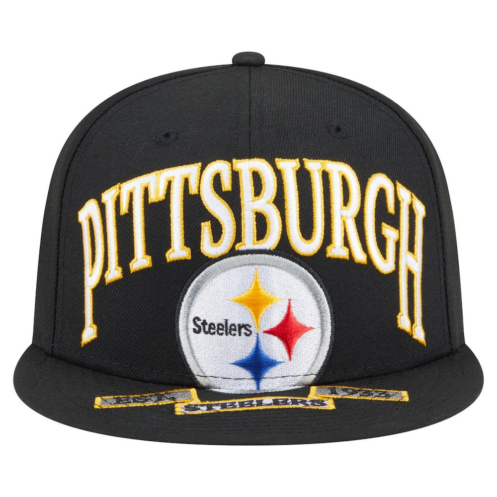 Pittsburgh Steelers New Era Oversized 59FIFTY Fitted Hat - Black Hats