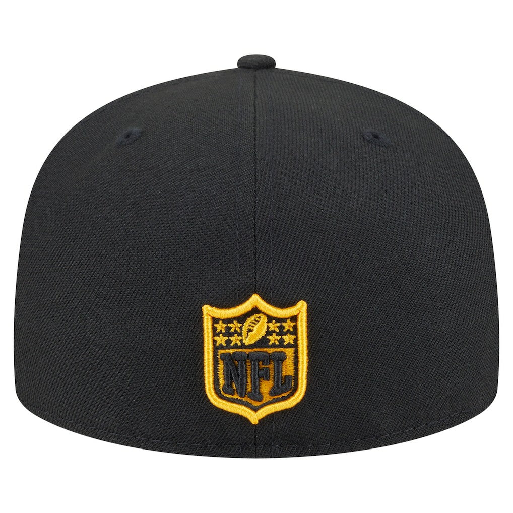 Pittsburgh Steelers New Era Oversized 59FIFTY Fitted Hat - Black Hats