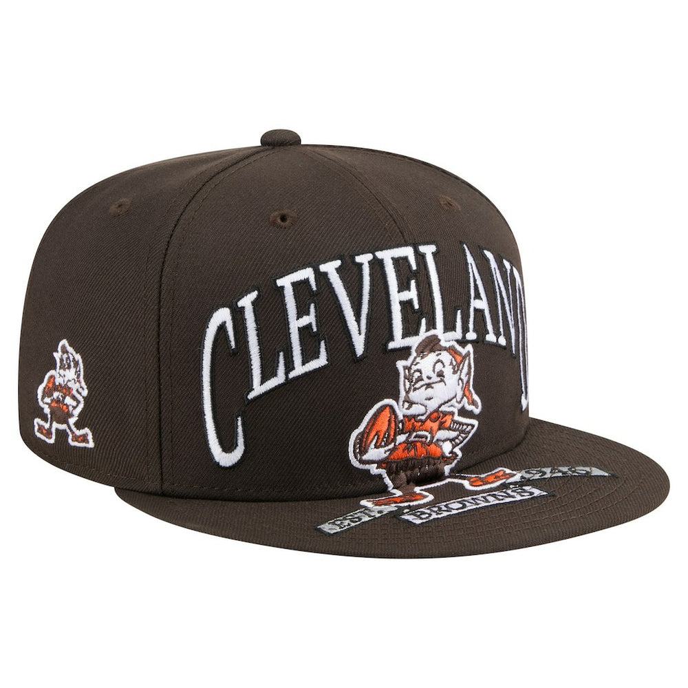 Cleveland Browns New Era Throwback Oversized 59FIFTY Fitted Hat - Brown Hats
