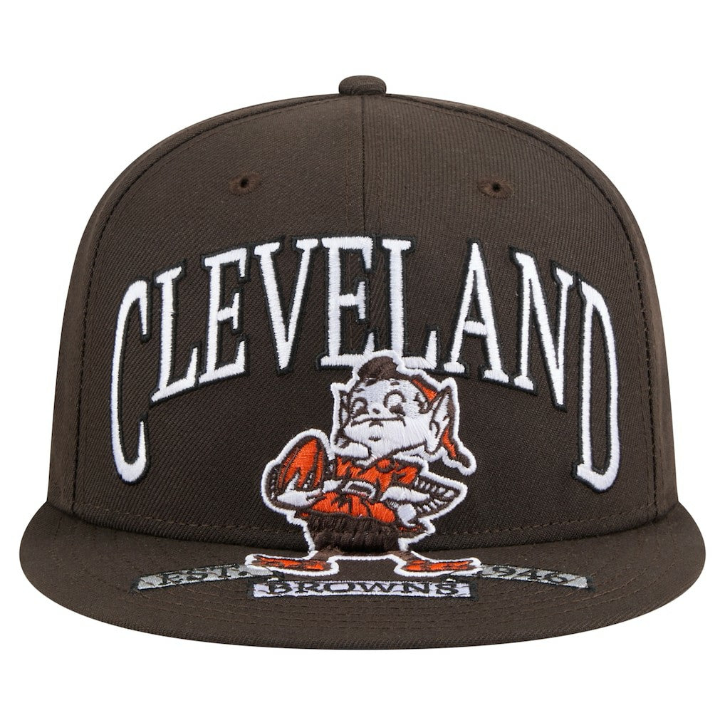 Cleveland Browns New Era Throwback Oversized 59FIFTY Fitted Hat - Brown Hats