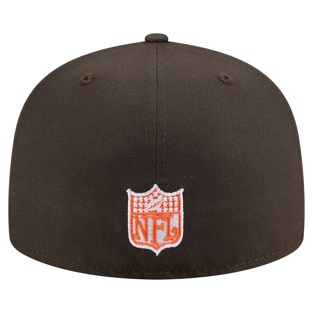 Cleveland Browns New Era Throwback Oversized 59FIFTY Fitted Hat - Brown Hats