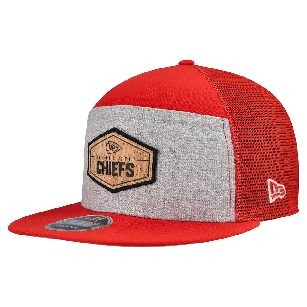 Kansas City Chiefs New Era Cork Split Panel 9FIFTY Trucker Snapback Hat - Gray/Red Hats
