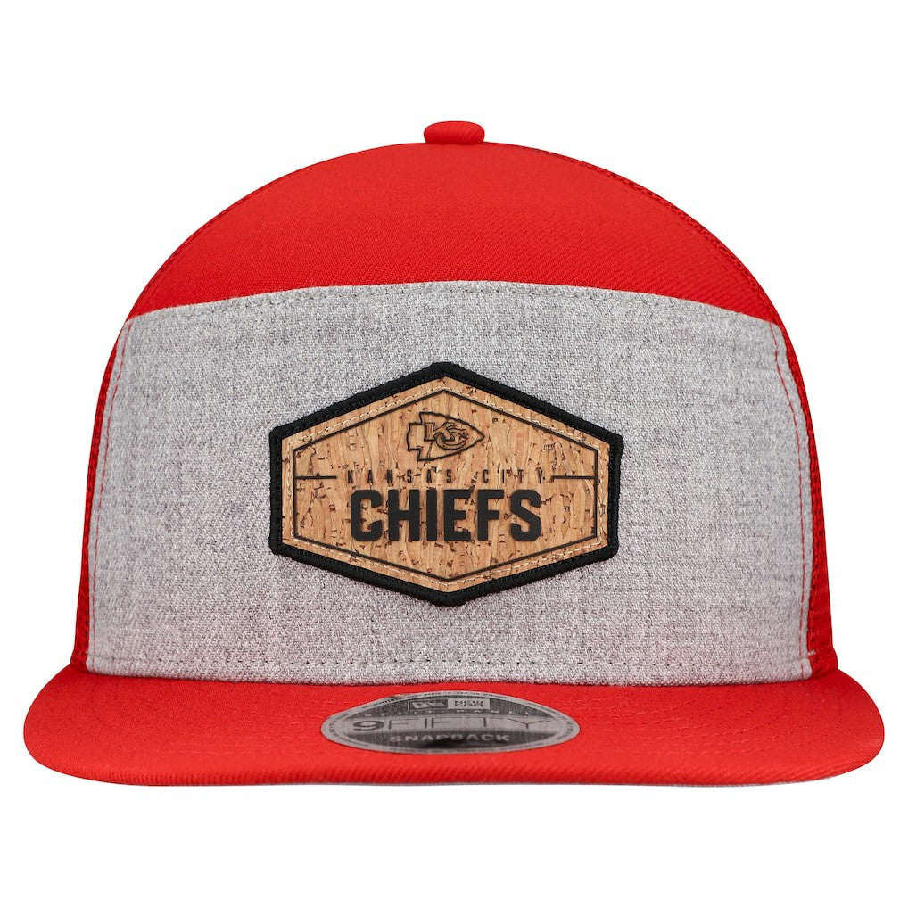 Kansas City Chiefs New Era Cork Split Panel 9FIFTY Trucker Snapback Hat - Gray/Red Hats