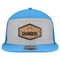 Los Angeles Chargers New Era Cork Split Panel 9FIFTY Trucker Snapback Hat - Gray/Powder Blue Hats