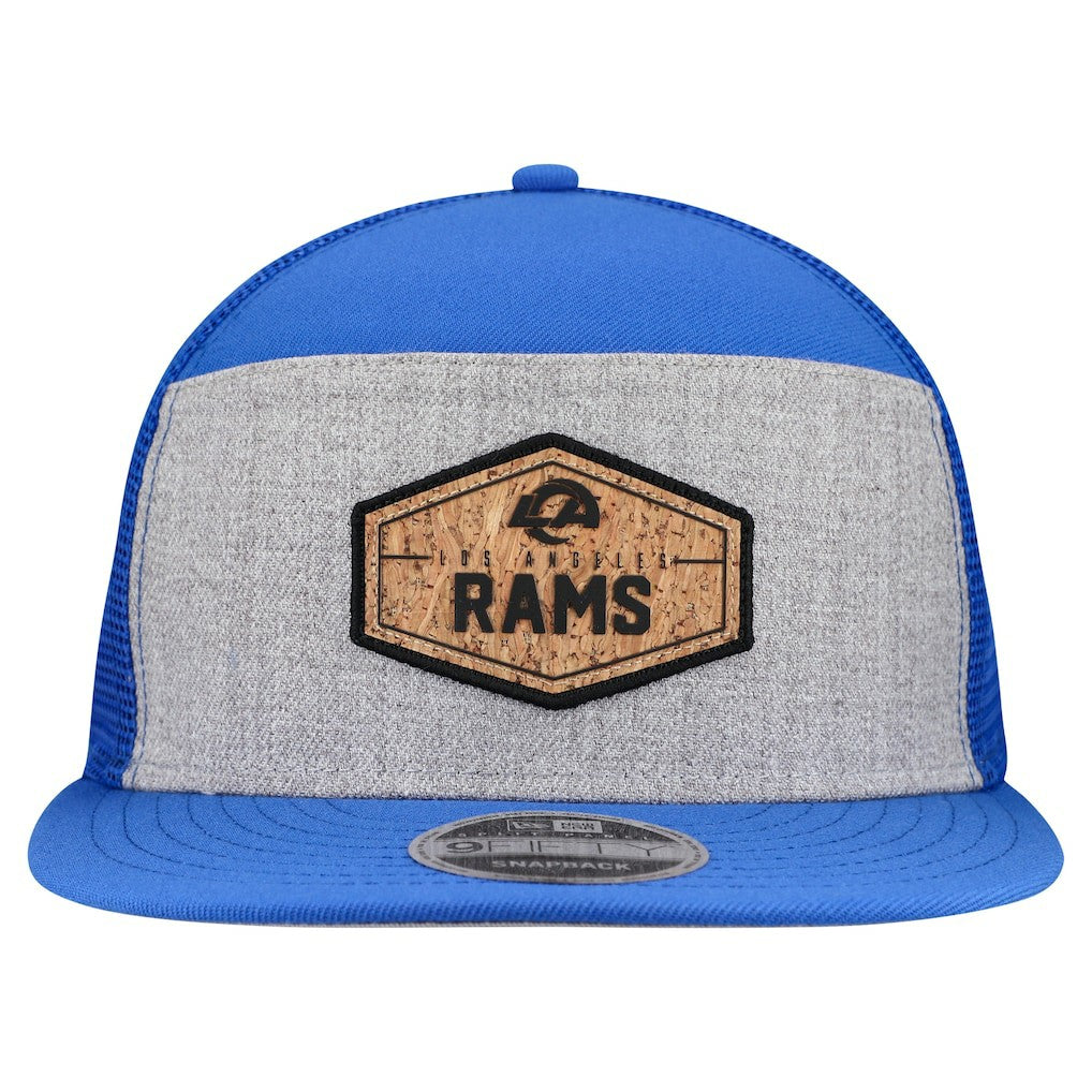 Los Angeles Rams New Era Cork Split Panel 9FIFTY Trucker Snapback Hat - Gray/Royal Hats
