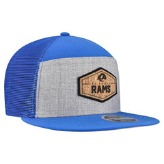 Los Angeles Rams New Era Cork Split Panel 9FIFTY Trucker Snapback Hat - Gray/Royal Hats