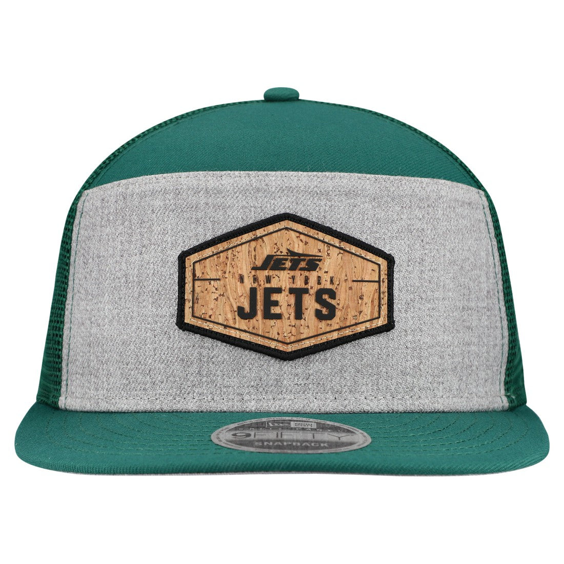New York Jets New Era Cork Split Panel 9FIFTY Trucker Snapback Hat - Gray/Green Hats
