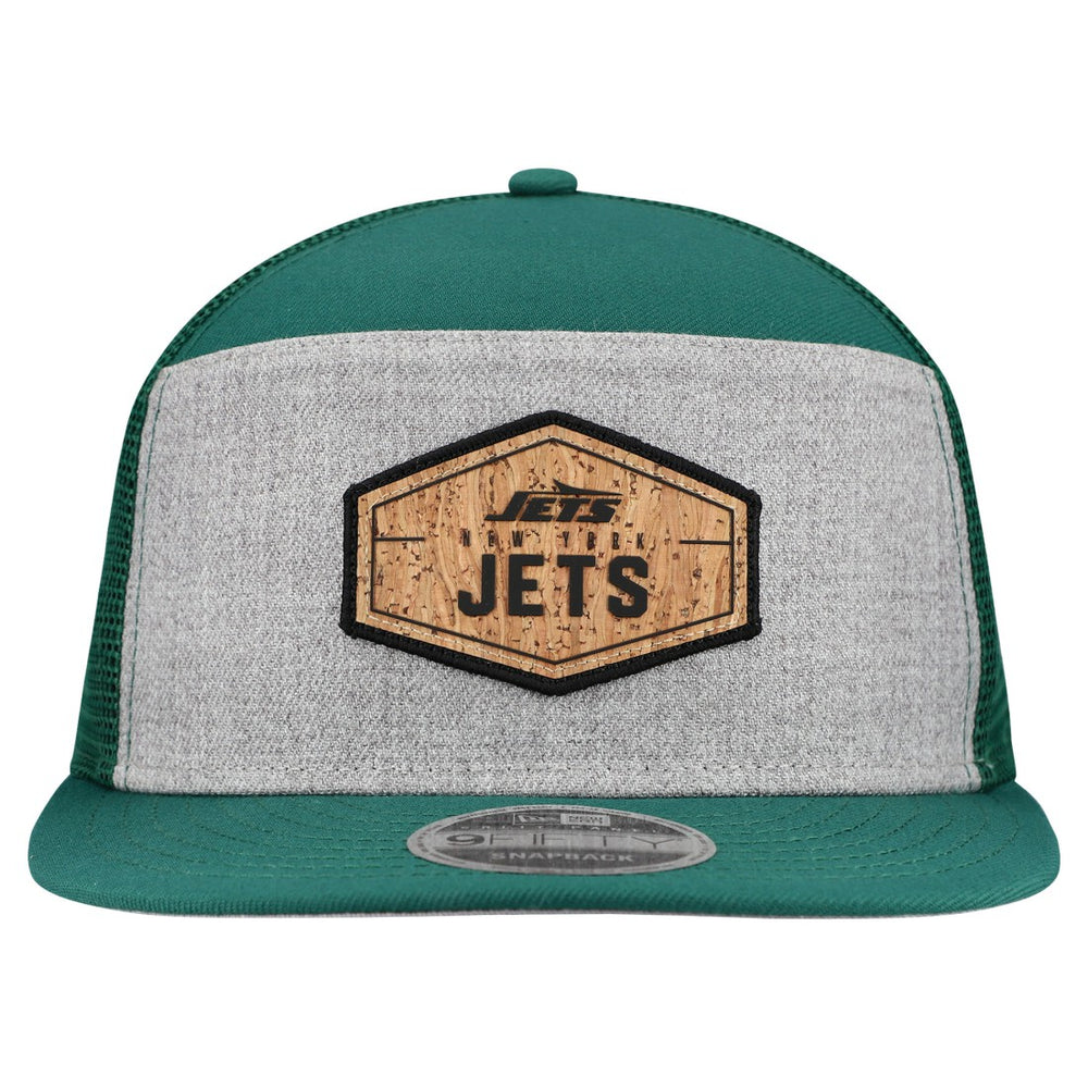 New York Jets New Era Cork Split Panel 9FIFTY Trucker Snapback Hat - Gray/Green Hats
