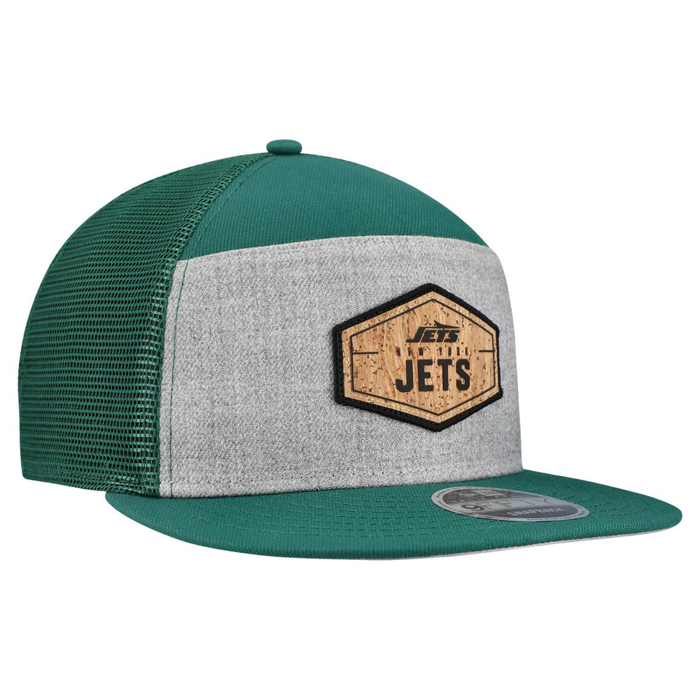 New York Jets New Era Cork Split Panel 9FIFTY Trucker Snapback Hat - Gray/Green Hats