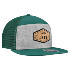 New York Jets New Era Cork Split Panel 9FIFTY Trucker Snapback Hat - Gray/Green Hats