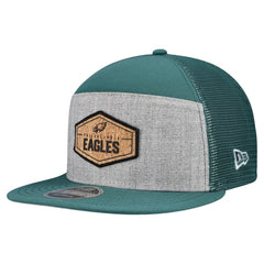 Philadelphia Eagles New Era Cork Split Panel 9FIFTY Trucker Snapback Hat - Gray/Midnight Green Hats