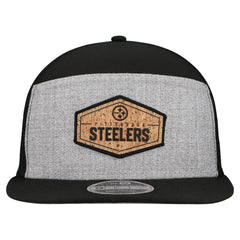 Pittsburgh Steelers New Era Cork Split Panel 9FIFTY Trucker Snapback Hat - Gray/Black Hats