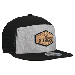 Pittsburgh Steelers New Era Cork Split Panel 9FIFTY Trucker Snapback Hat - Gray/Black Hats