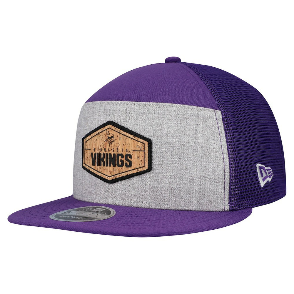 Minnesota Vikings New Era Cork Split Panel 9FIFTY Trucker Snapback Hat - Gray/Purple Hats