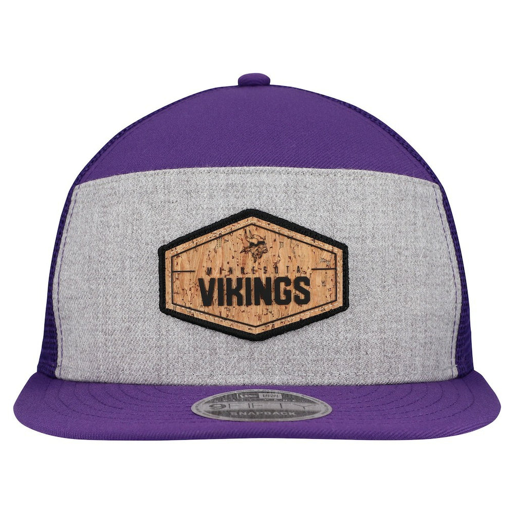 Minnesota Vikings New Era Cork Split Panel 9FIFTY Trucker Snapback Hat - Gray/Purple Hats