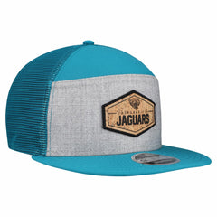 Jacksonville Jaguars New Era Cork Split Panel 9FIFTY Trucker Snapback Hat - Gray/Teal Hats