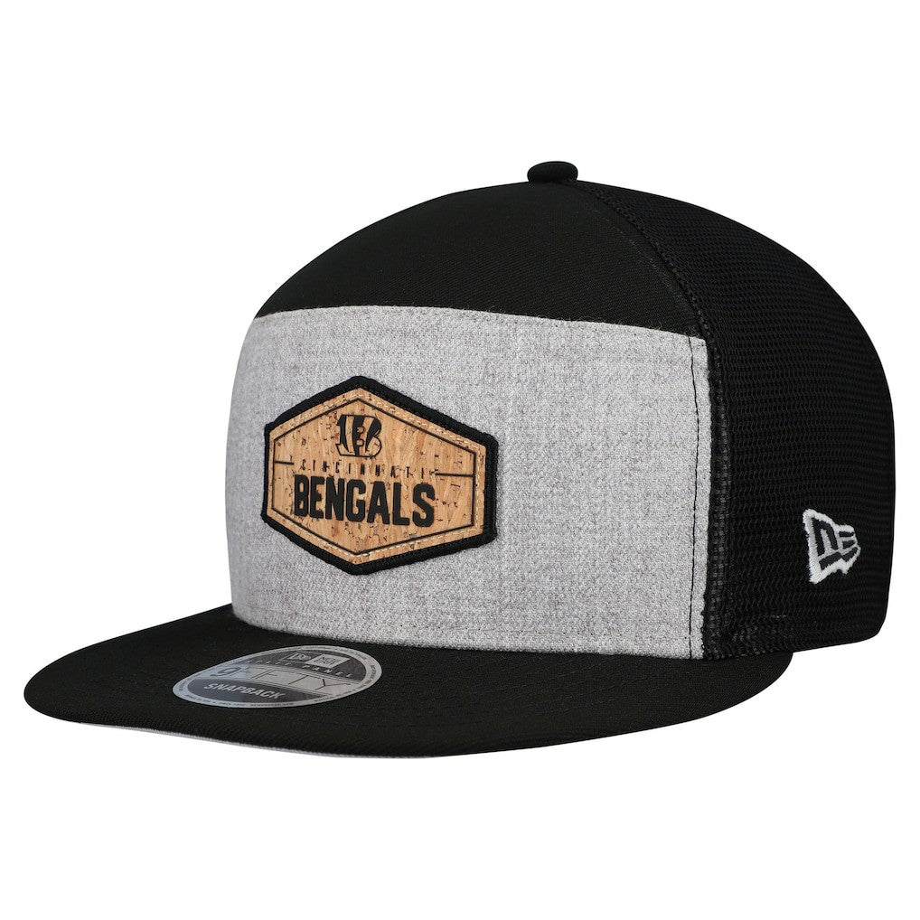 Cincinnati Bengals New Era Cork Split Panel 9FIFTY Trucker Snapback Hat - Gray/Black Hats