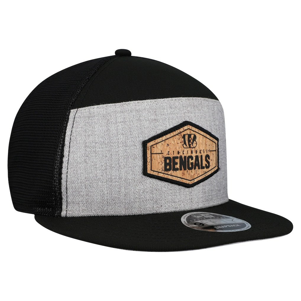 Cincinnati Bengals New Era Cork Split Panel 9FIFTY Trucker Snapback Hat - Gray/Black Hats