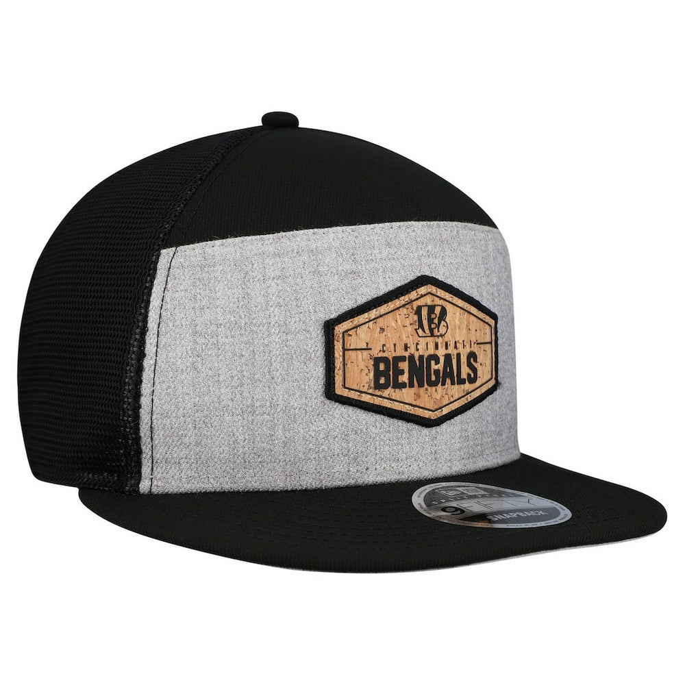 Cincinnati Bengals New Era Cork Split Panel 9FIFTY Trucker Snapback Hat - Gray/Black Hats