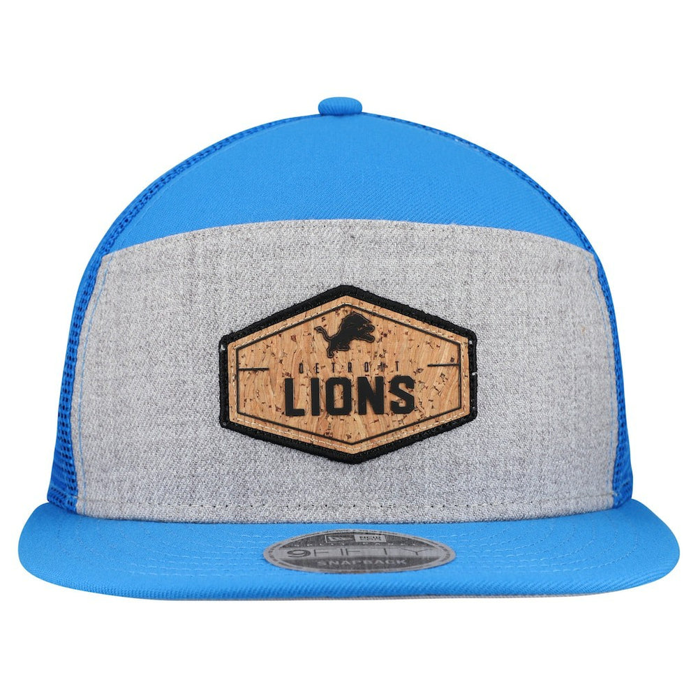 Detroit Lions New Era Cork Split Panel 9FIFTY Trucker Snapback Hat - Gray/Blue Hats