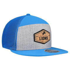 Detroit Lions New Era Cork Split Panel 9FIFTY Trucker Snapback Hat - Gray/Blue Hats