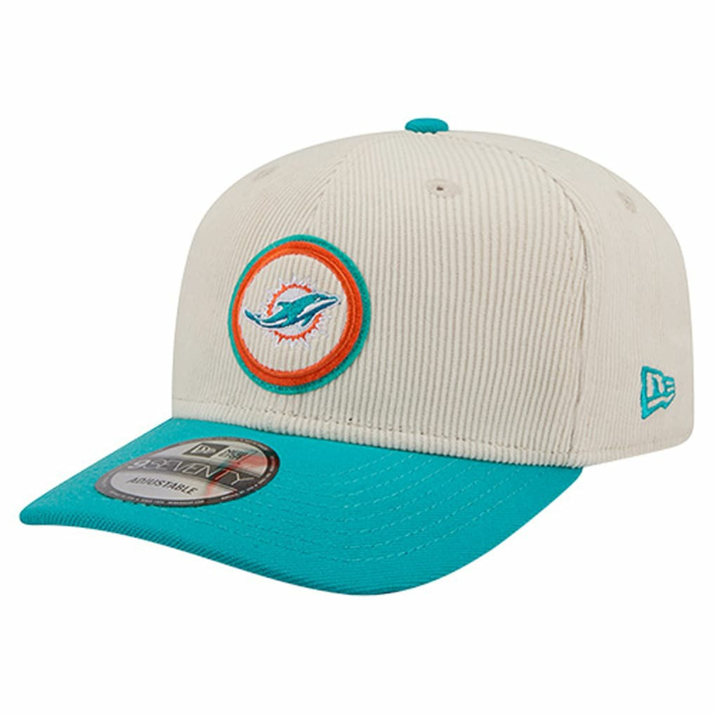 Miami Dolphins New Era Loyal Corduroy 9SEVENTY Adjustable Hat - Stone Hats