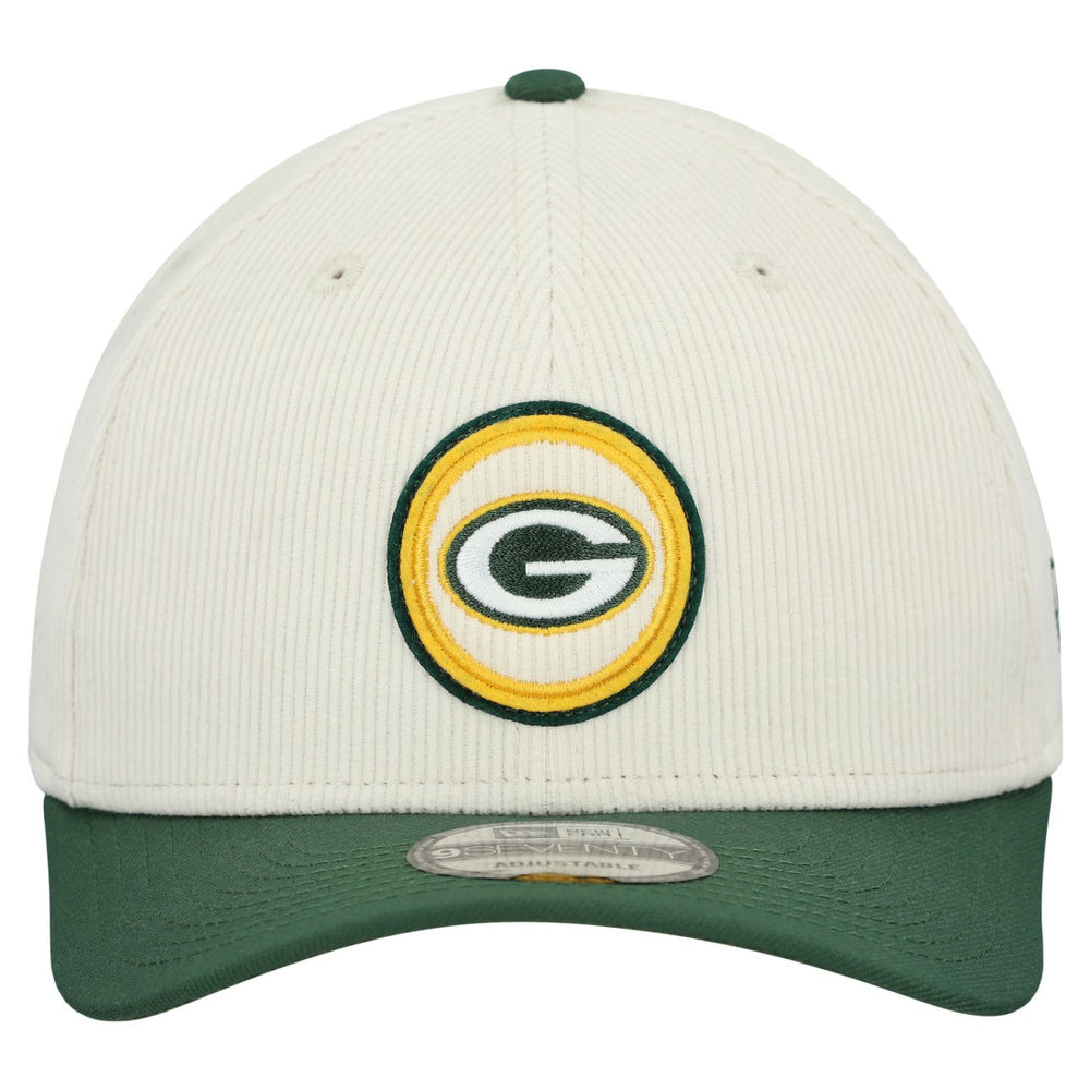 Green Bay Packers New Era Loyal Corduroy 9SEVENTY Adjustable Hat - Stone Hats