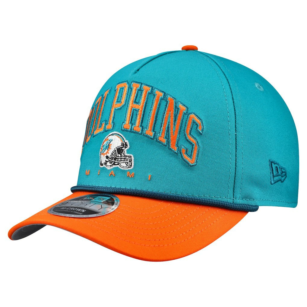 Miami Dolphins New Era Arch COOLERA 9FORTY A-Frame M-Crown Adjustable Hat - Aqua Hats