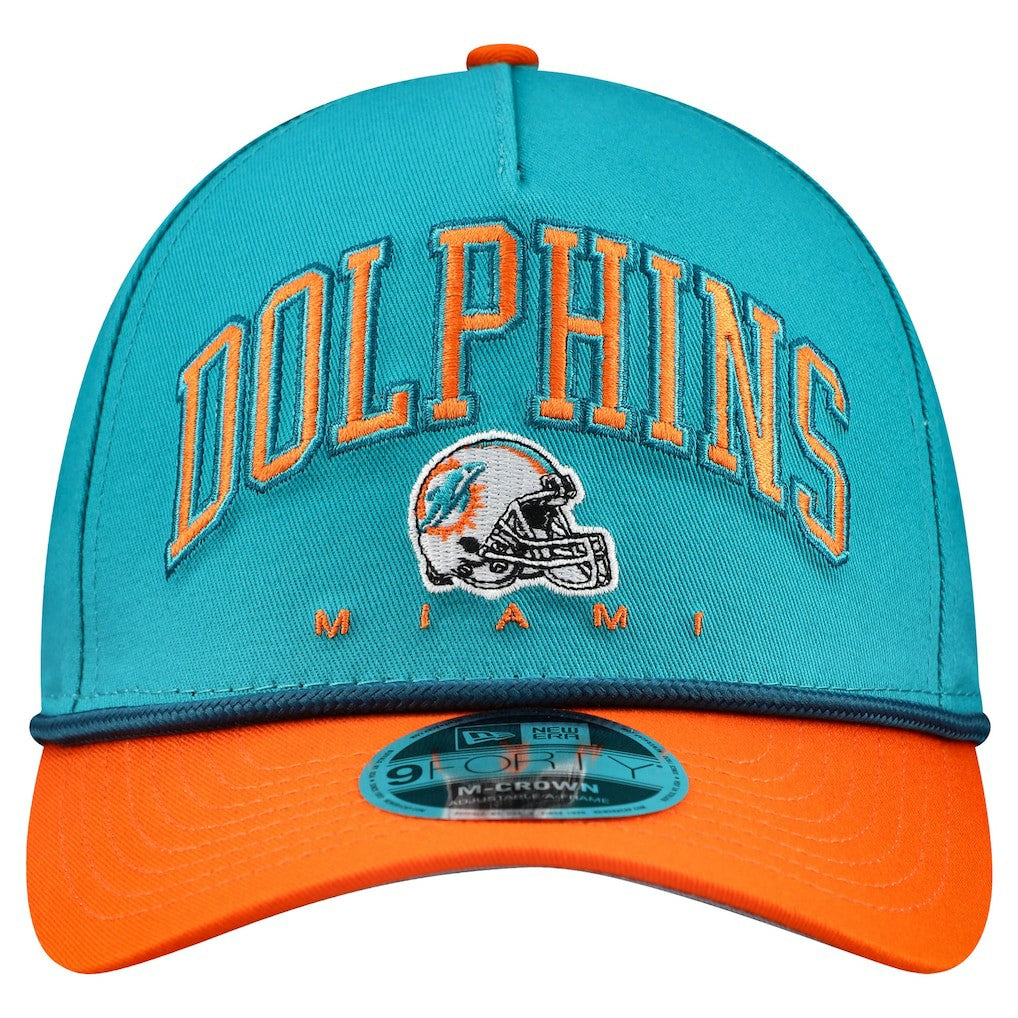 Miami Dolphins New Era Arch COOLERA 9FORTY A-Frame M-Crown Adjustable Hat - Aqua Hats
