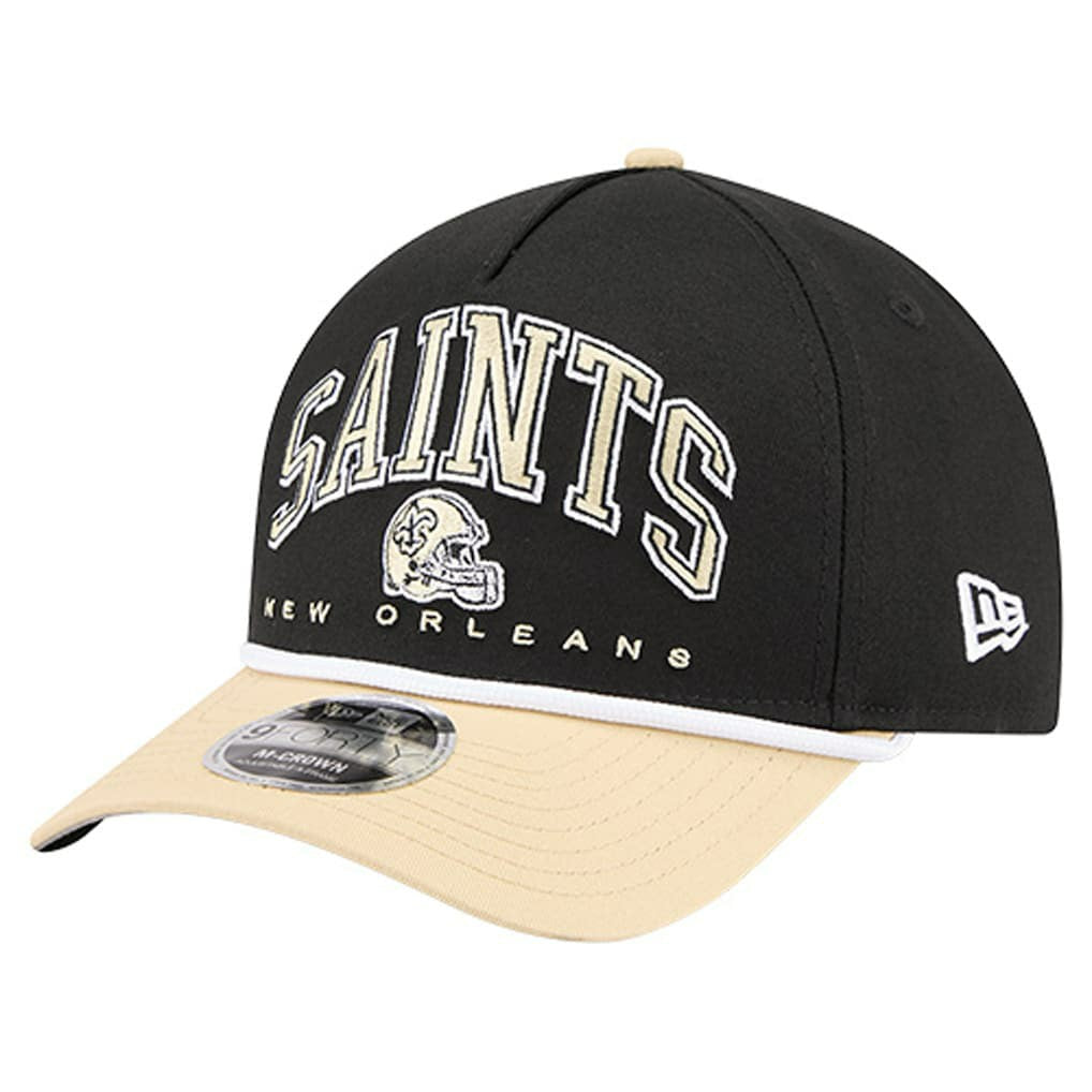 New Orleans Saints New Era Arch COOLERA 9FORTY A-Frame M-Crown Adjustable Hat - Black Hats