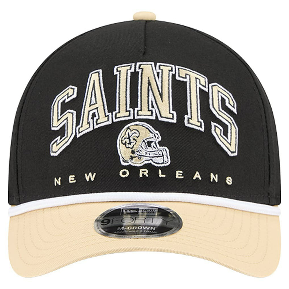 New Orleans Saints New Era Arch COOLERA 9FORTY A-Frame M-Crown Adjustable Hat - Black Hats