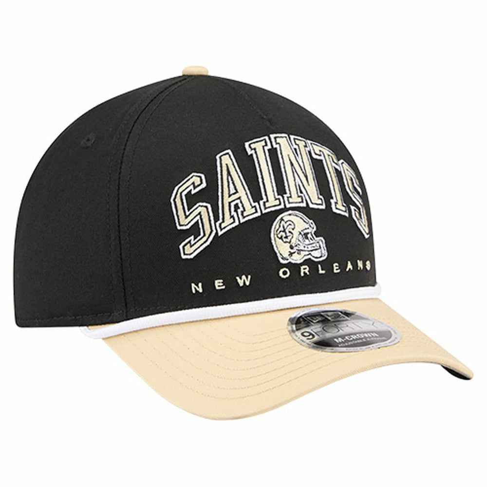 New Orleans Saints New Era Arch COOLERA 9FORTY A-Frame M-Crown Adjustable Hat - Black Hats