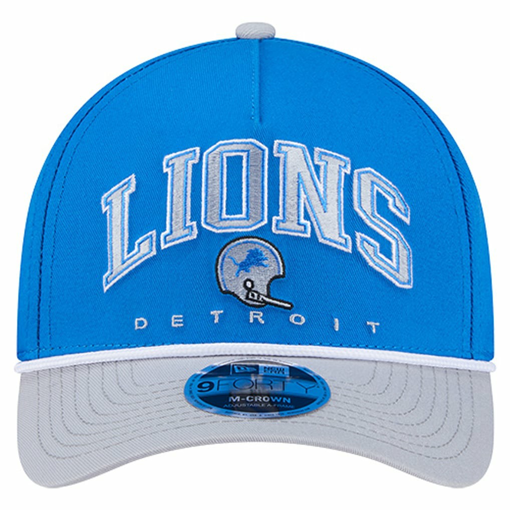 Detroit Lions New Era Throwback Arch COOLERA 9FORTY A-Frame M-Crown Adjustable Hat - Blue Hats
