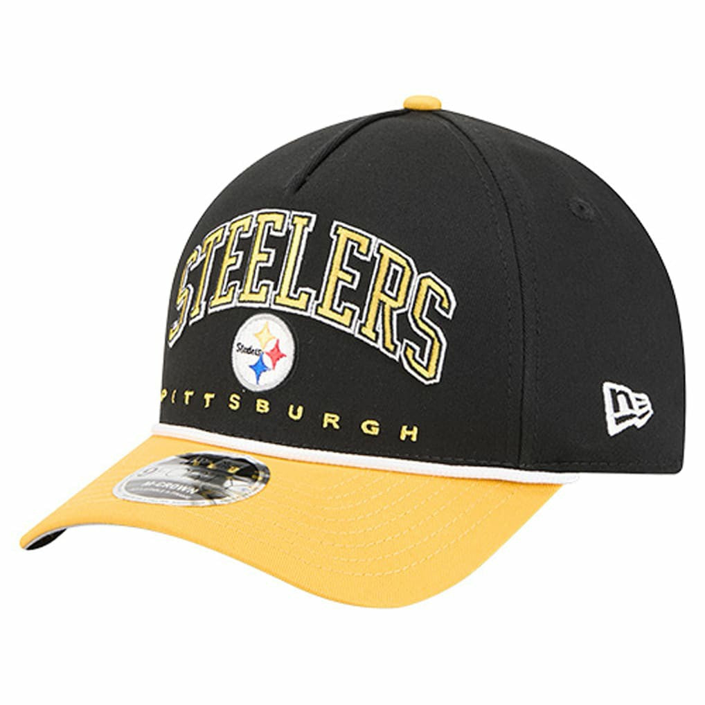Pittsburgh Steelers New Era Arch COOLERA 9FORTY A-Frame M-Crown Adjustable Hat - Black Hats