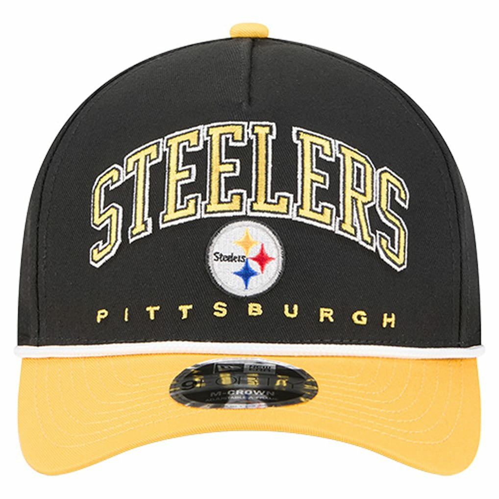 Pittsburgh Steelers New Era Arch COOLERA 9FORTY A-Frame M-Crown Adjustable Hat - Black Hats
